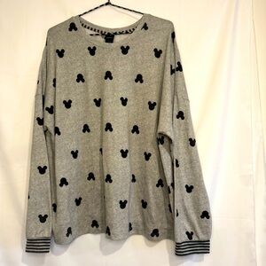Disney Ladies' Mickey Cozy Pajama Top, Gray Size XXL New